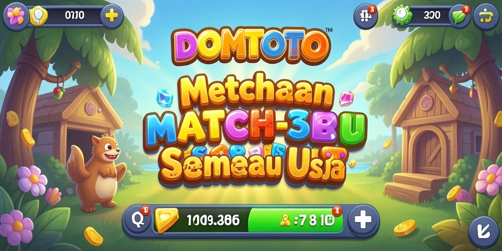 Screenshot gameplay DOMTOTO menampilkan keseruan mencocokkan item Match-3.
