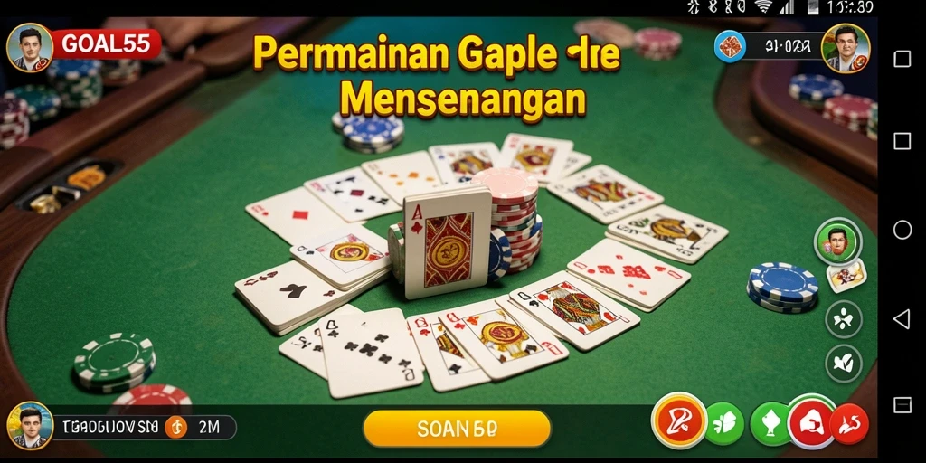 Screenshot utama GOAL55 menampilkan gameplay Gaple yang menarik.