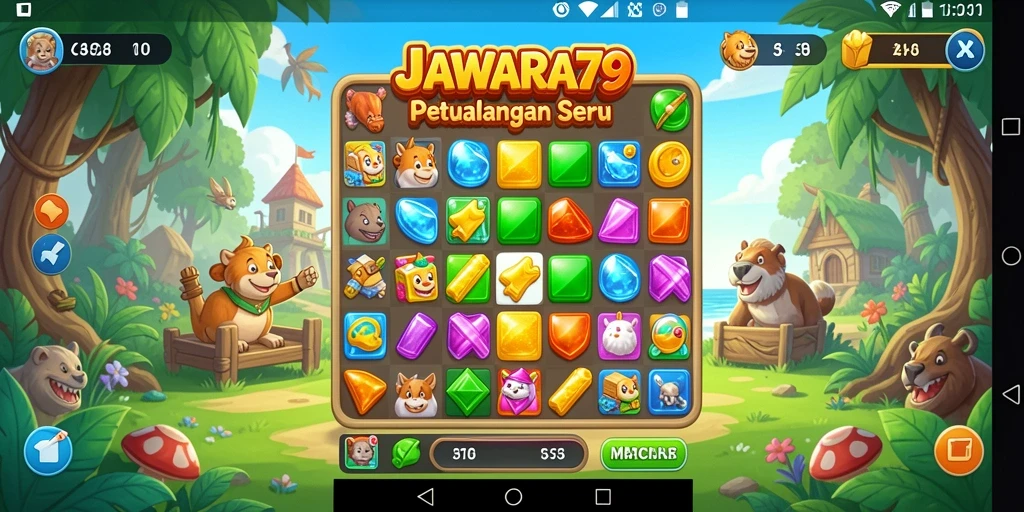 Tampilan gameplay <strong>JAWARA79</strong> yang penuh warna dan menarik untuk permainan Match-3.