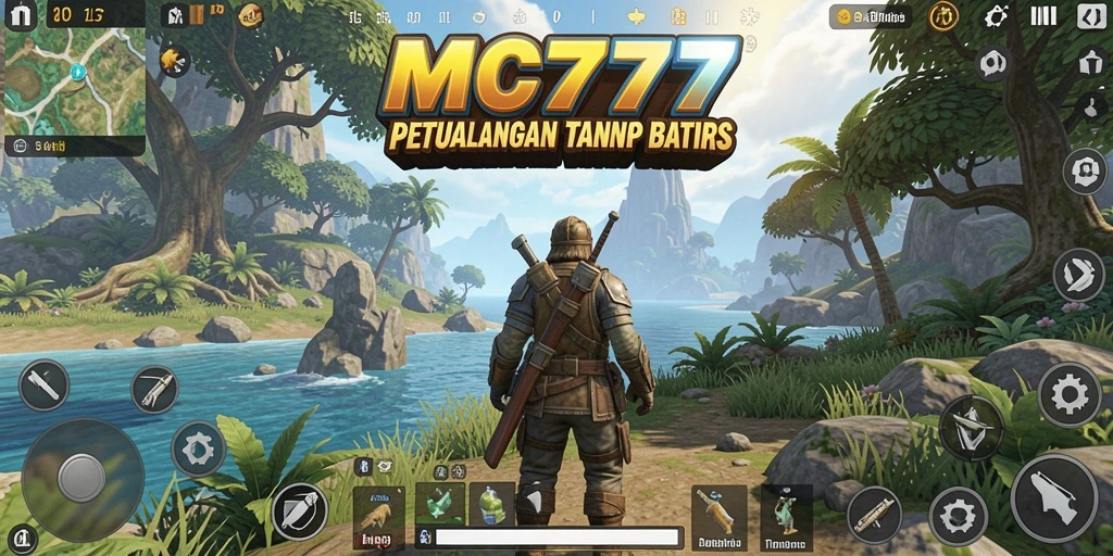 Tangkapan layar gameplay MC777 menunjukkan eksplorasi dunia terbuka yang menakjubkan.